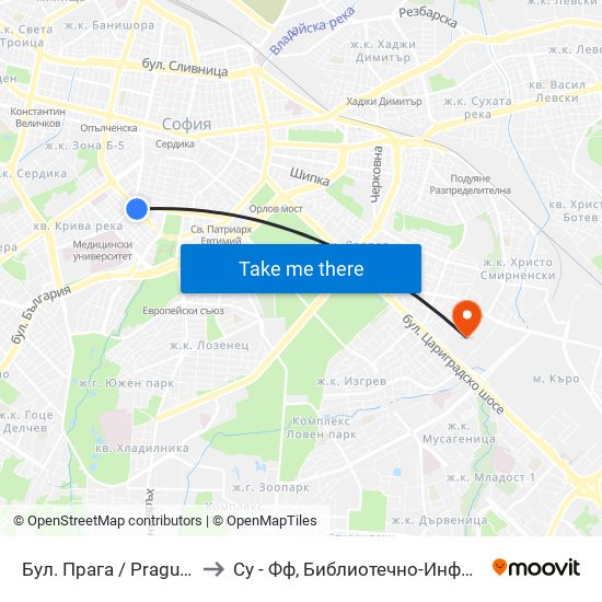 Бул. Прага / Prague Blvd. (0363) to Су - Фф, Библиотечно-Информационни Науки map