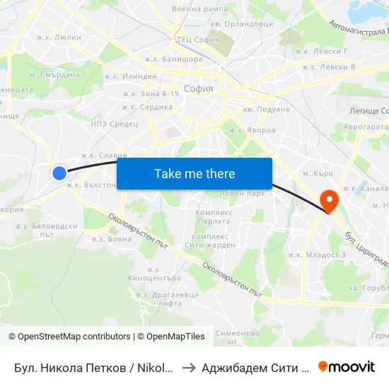 Бул. Никола Петков / Nikola Petkov Blvd. (0347) to Аджибадем Сити Клиник Умбал map