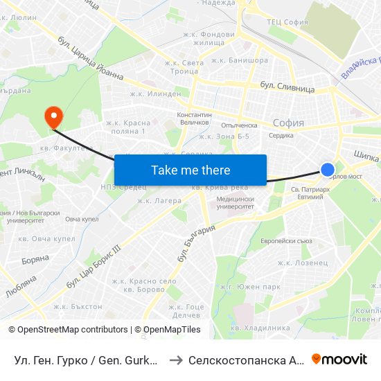 Ул. Ген. Гурко / Gen. Gurko St. (1903) to Селскостопанска Академия map