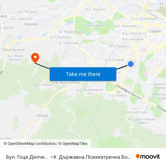 Бул. Гоце Делчев / Gotse Delchev Blvd. (0314) to Държавна Психиатрична Болница За Лечение На Наркомании И Алкохолизъм map