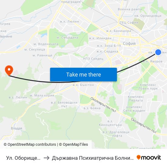 Ул. Оборище / Oborishte St. (2071) to Държавна Психиатрична Болница За Лечение На Наркомании И Алкохолизъм map