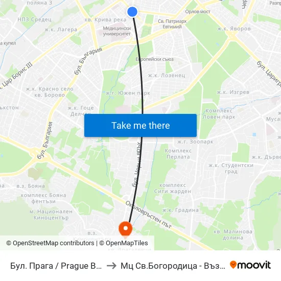 Бул. Прага / Prague Blvd. (0365) to Мц Св.Богородица - Възвестителка map
