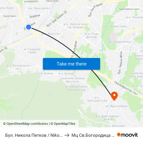 Бул. Никола Петков / Nikola Petkov Blvd. (0350) to Мц Св.Богородица - Възвестителка map