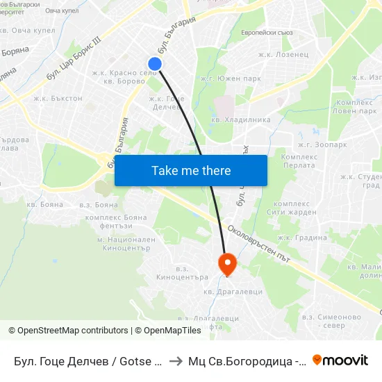 Бул. Гоце Делчев / Gotse Delchev Blvd. (0308) to Мц Св.Богородица - Възвестителка map