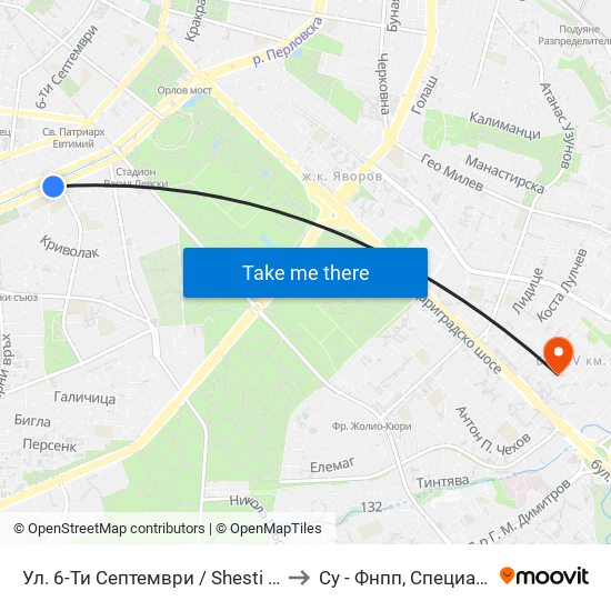 Ул. 6-Ти Септември / Shesti Septemvri St. (1807) to Су - Фнпп, Специалност Музика map