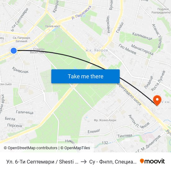 Ул. 6-Ти Септември / Shesti Septemvri St. (1808) to Су - Фнпп, Специалност Музика map