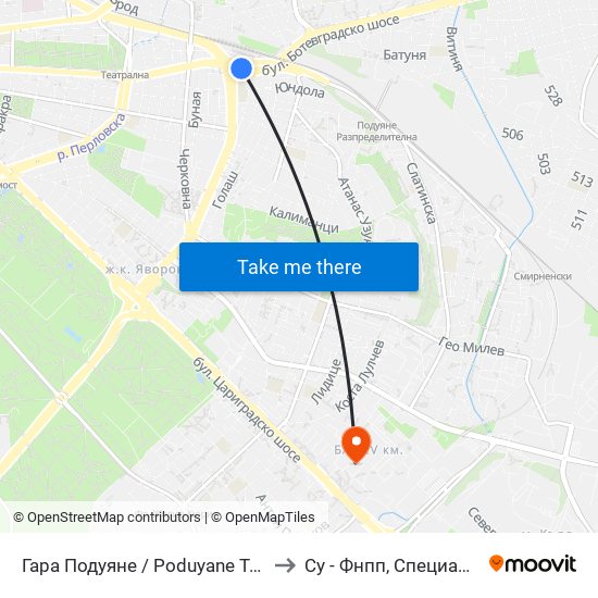 Гара Подуяне / Poduyane Train Station (0466) to Су - Фнпп, Специалност Музика map