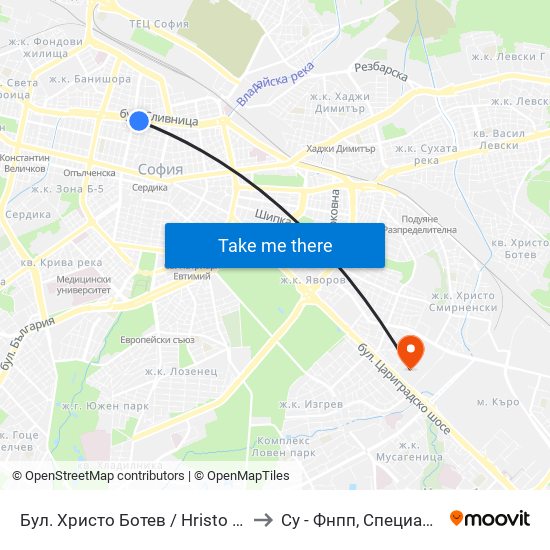 Бул. Христо Ботев / Hristo Botev Blvd. (0385) to Су - Фнпп, Специалност Музика map