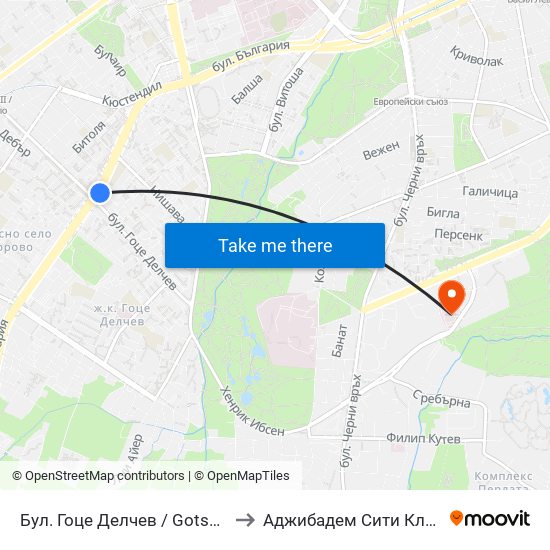 Бул. Гоце Делчев / Gotse Delchev Blvd. (0314) to Аджибадем Сити Клиник Мбал Токуда map