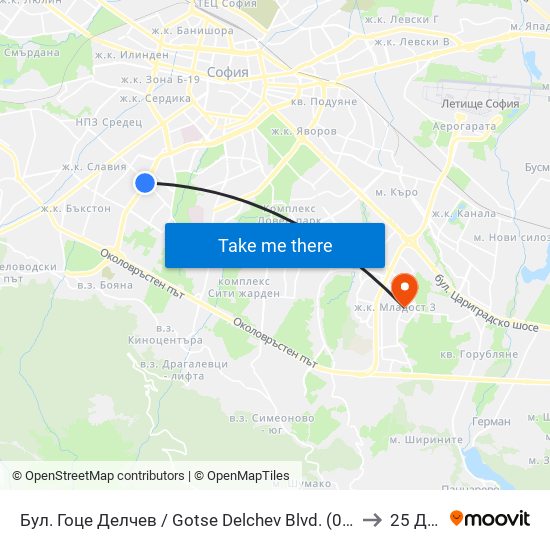 Бул. Гоце Делчев / Gotse Delchev Blvd. (0308) to 25 Дкц map