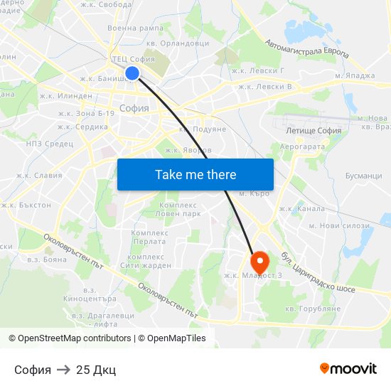 София to 25 Дкц map