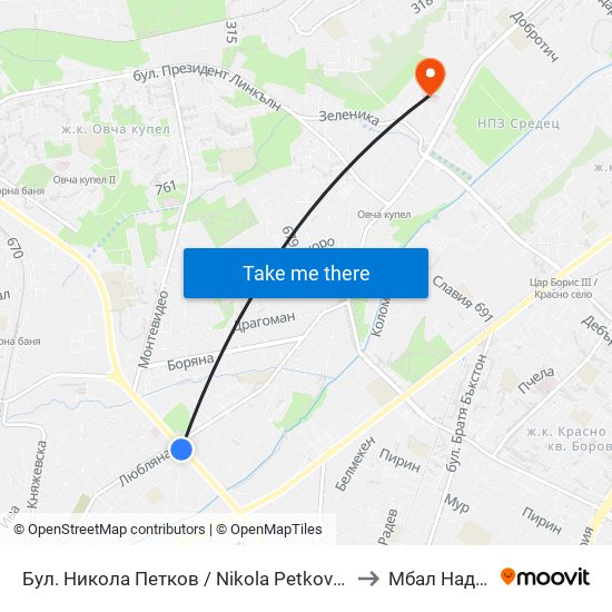 Бул. Никола Петков / Nikola Petkov Blvd. (0350) to Мбал Надежда map