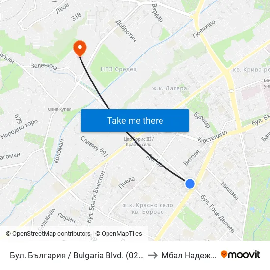 Бул. България / Bulgaria Blvd. (0290) to Мбал Надежда map