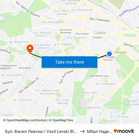 Бул. Васил Левски / Vasil Levski Blvd. (0299) to Мбал Надежда map