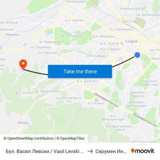 Бул. Васил Левски / Vasil Levski Blvd. (0300) to Серумен Институт map