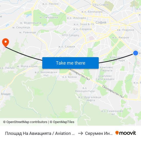 Площад На Авиацията / Aviation Square (1258) to Серумен Институт map