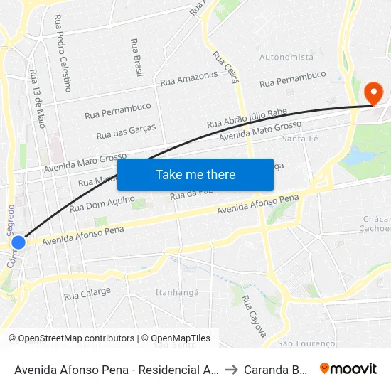 Avenida Afonso Pena - Residencial Afonso Pena to Caranda Bosque map