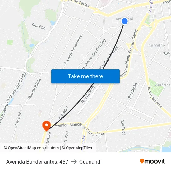 Avenida Bandeirantes, 457 to Guanandi map