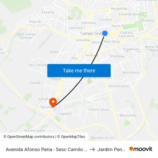 Avenida Afonso Pena - Sesc Camilo Bonni to Jardim Penfico map