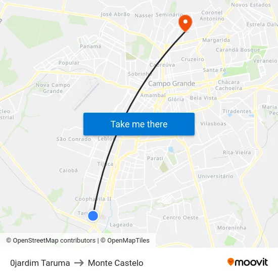 0jardim Taruma to Monte Castelo map