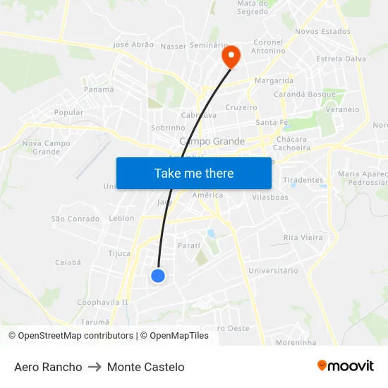 Aero Rancho to Monte Castelo map