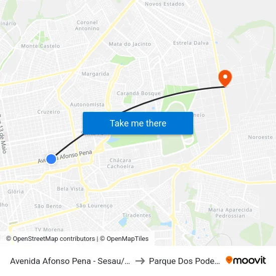 Avenida Afonso Pena - Sesau/Sus to Parque Dos Poderes map
