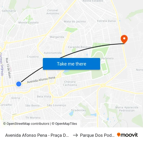 Avenida Afonso Pena - Praça Do Rádio to Parque Dos Poderes map