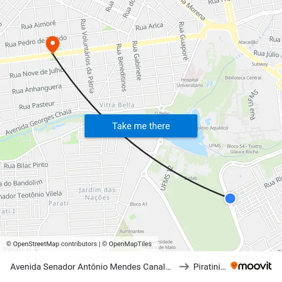 Avenida Senador Antônio Mendes Canale, 1726-1776 to Piratininga map