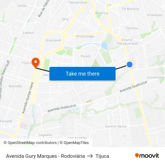 Avenida Gury Marques - Rodoviária to Tijuca map