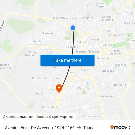 Avenida Euler De Azevedo, 1924-2166 to Tijuca map