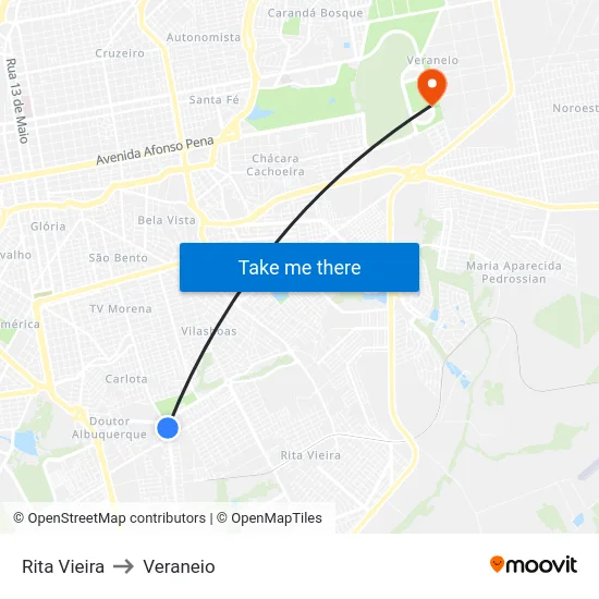 Rita Vieira to Veraneio map