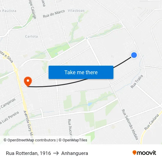 Rua Rotterdan, 1916 to Anhanguera map