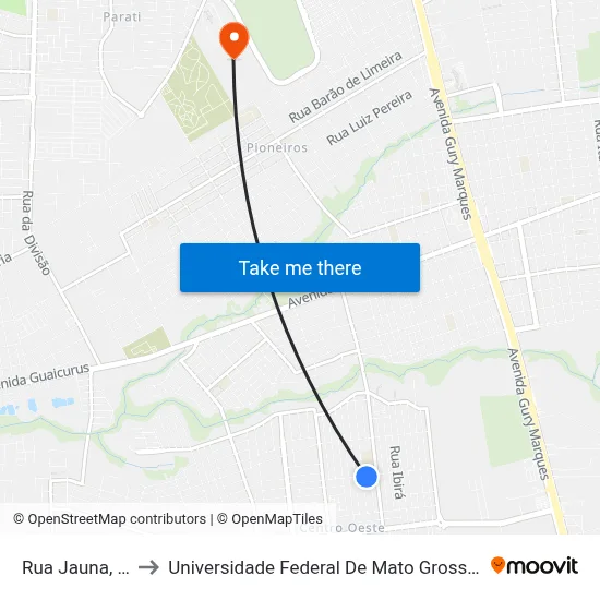 Rua Jauna, 245 to Universidade Federal De Mato Grosso Do Sul map