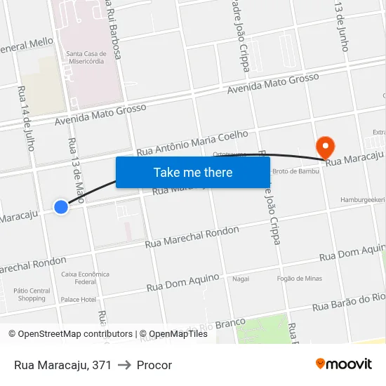 Rua Maracaju, 371 to Procor map