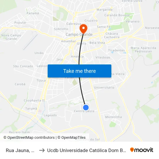 Rua Jauna, 245 to Ucdb Universidade Católica Dom Bosco map