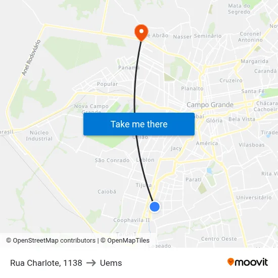 Rua Charlote, 1138 to Uems map