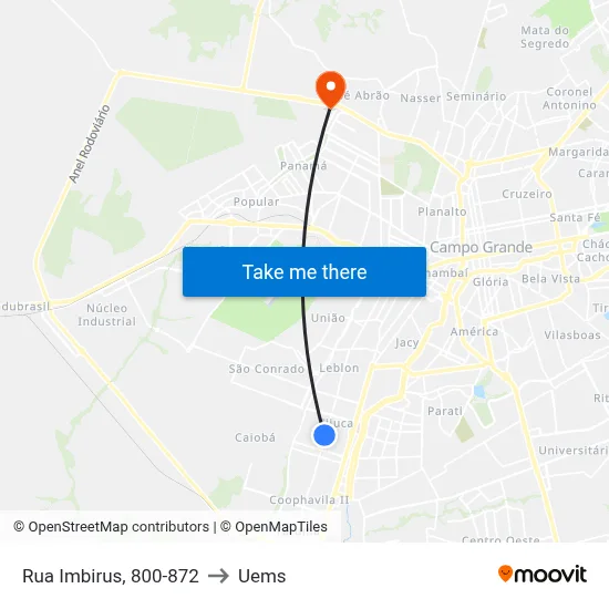 Rua Imbirus, 800-872 to Uems map