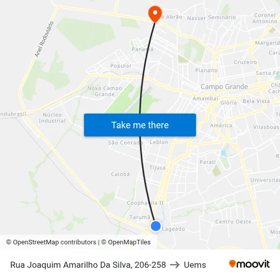Rua Joaquim Amarilho Da Silva, 206-258 to Uems map