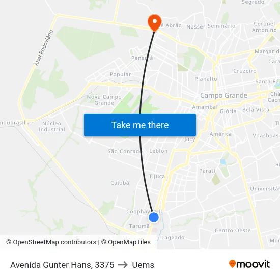Avenida Gunter Hans, 3375 to Uems map