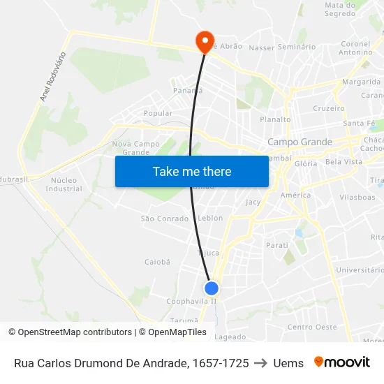 Rua Carlos Drumond De Andrade, 1657-1725 to Uems map