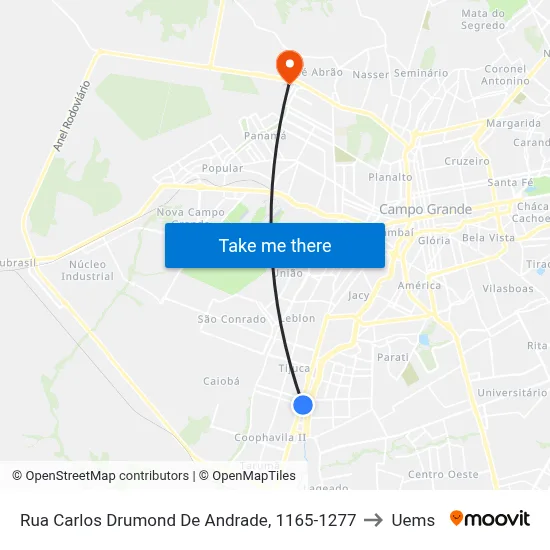 Rua Carlos Drumond De Andrade, 1165-1277 to Uems map