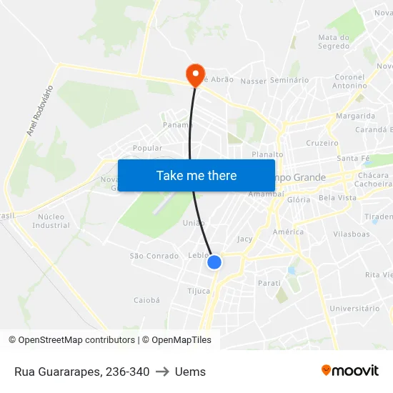 Rua Guararapes, 236-340 to Uems map