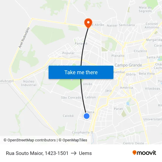 Rua Souto Maior, 1423-1501 to Uems map