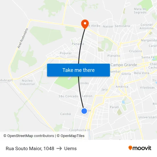 Rua Souto Maior, 1048 to Uems map