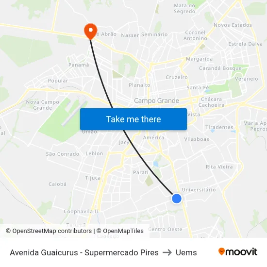 Avenida Guaicurus - Supermercado Pires to Uems map