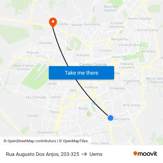 Rua Augusto Dos Anjos, 203-325 to Uems map