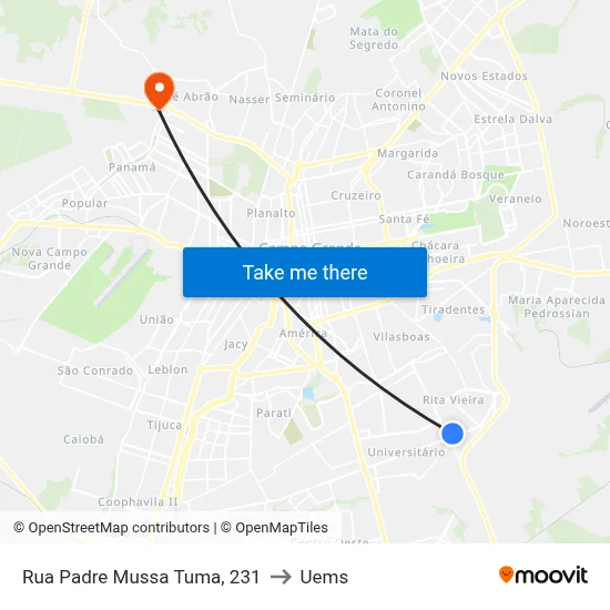 Rua Padre Mussa Tuma, 231 to Uems map