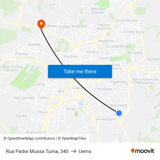 Rua Padre Mussa Tuma, 340 to Uems map