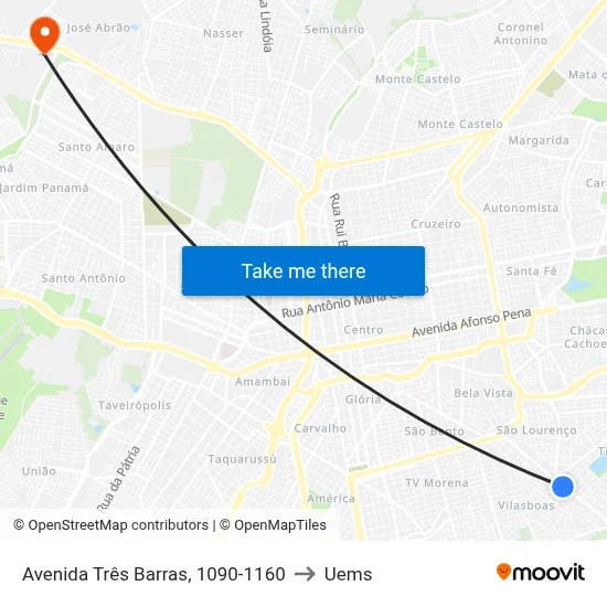 Avenida Três Barras, 1090-1160 to Uems map