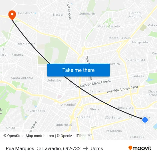 Rua Marquês De Lavradio, 692-732 to Uems map